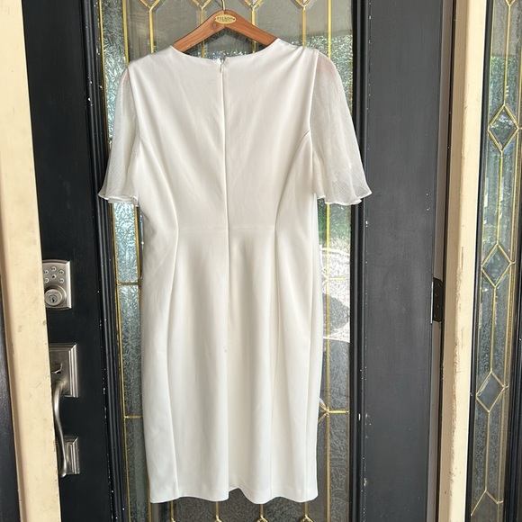 Calvin Klein White Chiffon-Sleeve Sheath Dress - Picture 6 of 7